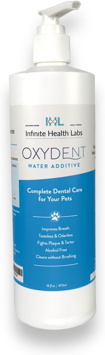Oxydent Premium Pet Dental Care Solution - Pet Water Additive &amp;amp; Mouthwash for Teeth Cleaning - Eliminate Bad Dog &amp;amp; Cat Bad Breath - Dog Dental Rinse - Fights Tartar &amp;amp; Plaque