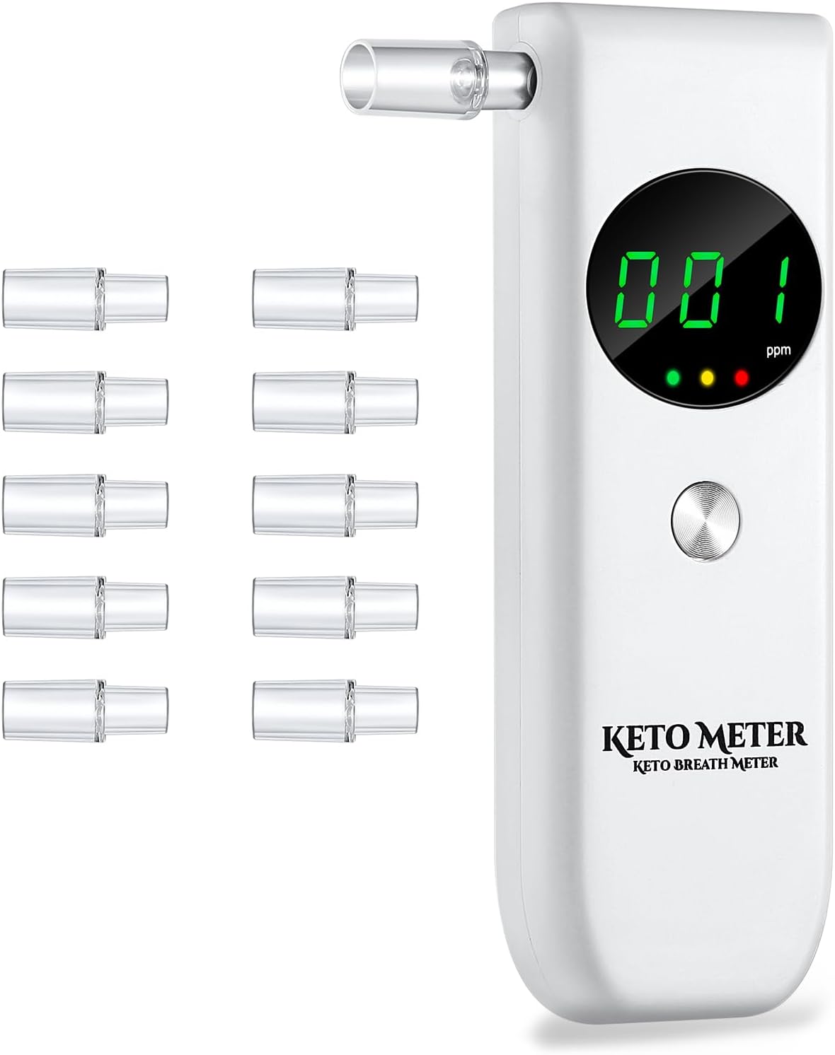 Advanced Ketone Breath Analyzer – High Precision Ketosis Breath Tester Accurate Ketone Breath Meter with 10 Mouthpieces for Testing Ketosis, Designed for Keto Dieters and Low-Carb Lifestyle Users