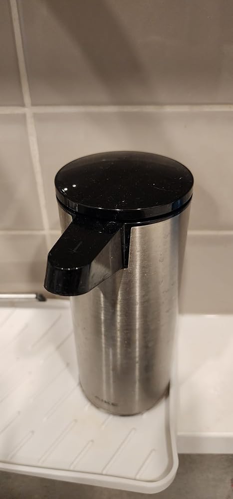 AIKE 9.5 oz. Rechargeable Automatic Sensor Liquid Soap Dispenser Pump, Brushed Stainless Steel, Model AK1333