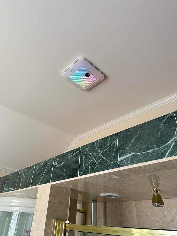 HAWKROWN Bathroom Exhaust Fan with Bluetooth Speaker, 230 CFM 1.0 Sone Bathroom Exhaust Fan with Light, 3 Dynamic Light, 7 LED Color, 3 Color Temperatures, Nightlight, Music Sync, Remote, Easy Install