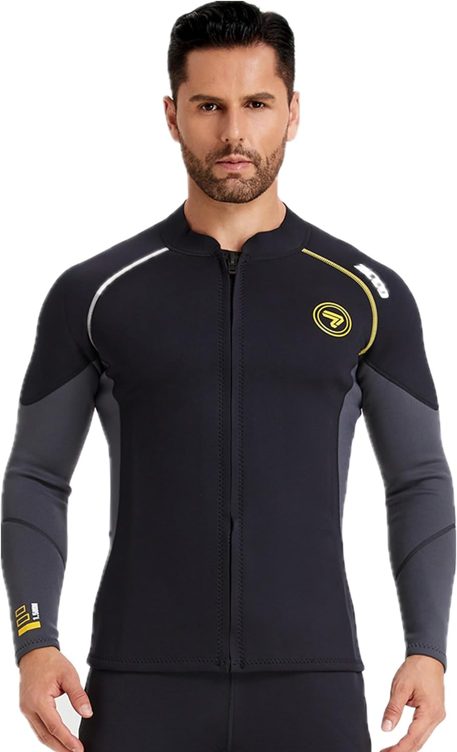 Wetsuit Top Men&Women 1.5mm/3mm Neoprene Wetsuits Jacket,Front Zipper Long Sleeves Diving Suit for Swimming,Snorkeling,Scuba Diving,Surfing