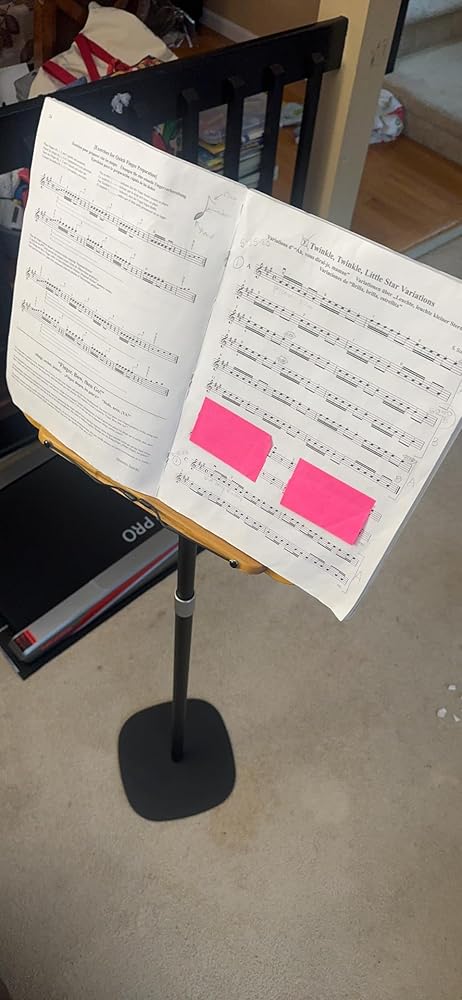 Music Book Stand with Adjustable Podium, Cook Book & Music Sheet Holder, Wooden Floor Bible Holder with Page Clip