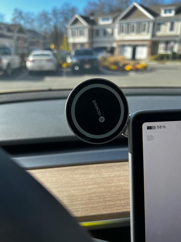 VICSEED Tesla Phone Mount【Strongest Magnet Power】MagSafe Car Mount for Tesla Model 3 Model Y, Foldable Hidden Tesla Phone Holder Fit for All Phone, Tesla Model Y Accessories Tesla Model 3 Accessories