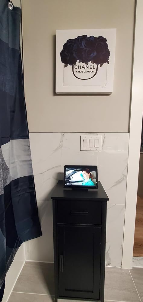 usikey Storage Cabinet with Adjustable Shelf, Small Cabinet with 1 Door and 1 Drawer, Nightstand, for Living Room, Office, Black