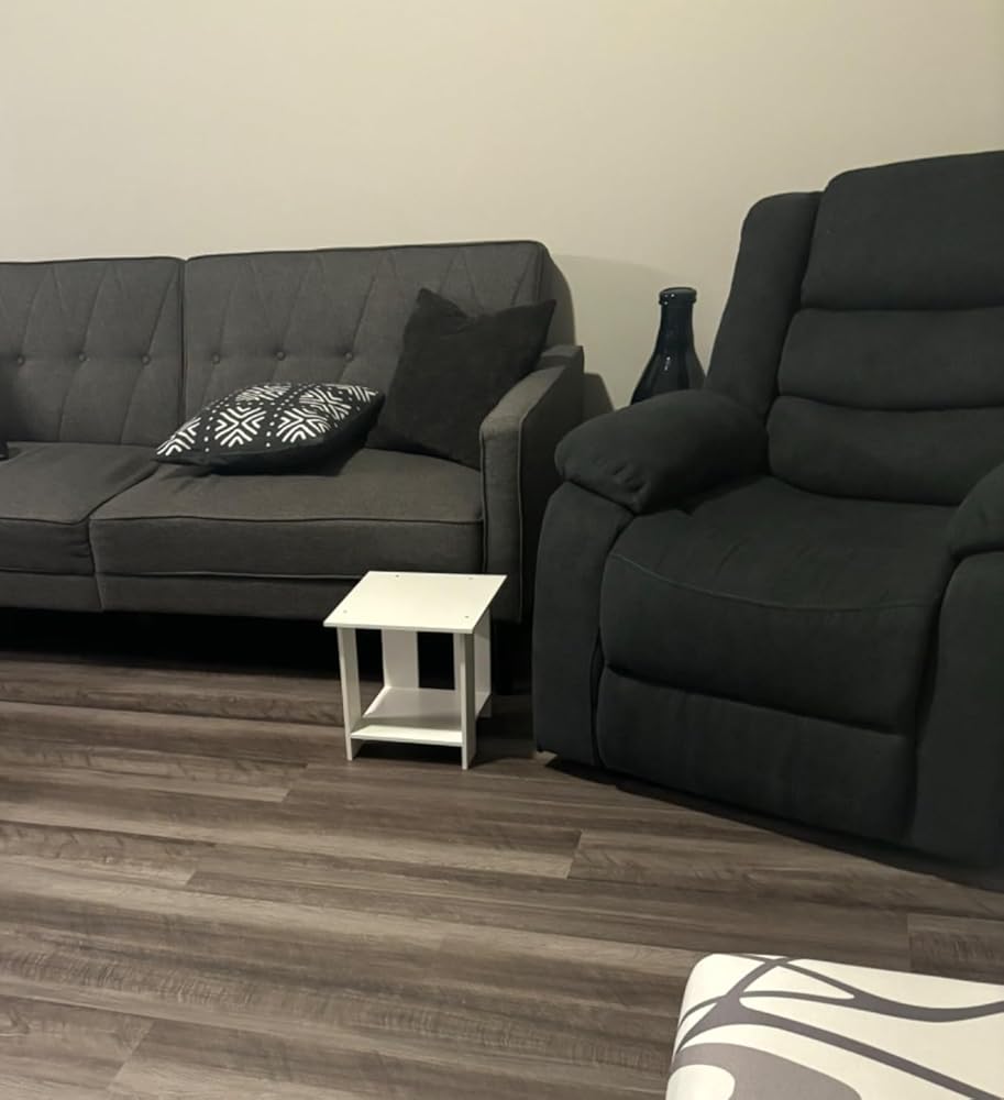 BEKMLOD 2 Tier Grey End Table, Sofa Side Table, Suitable for Small Space Bedside Table, Suitable for Living Room and Bedroom, Storage Rack, Easy to Assemble 11.8 in x 11.8 in