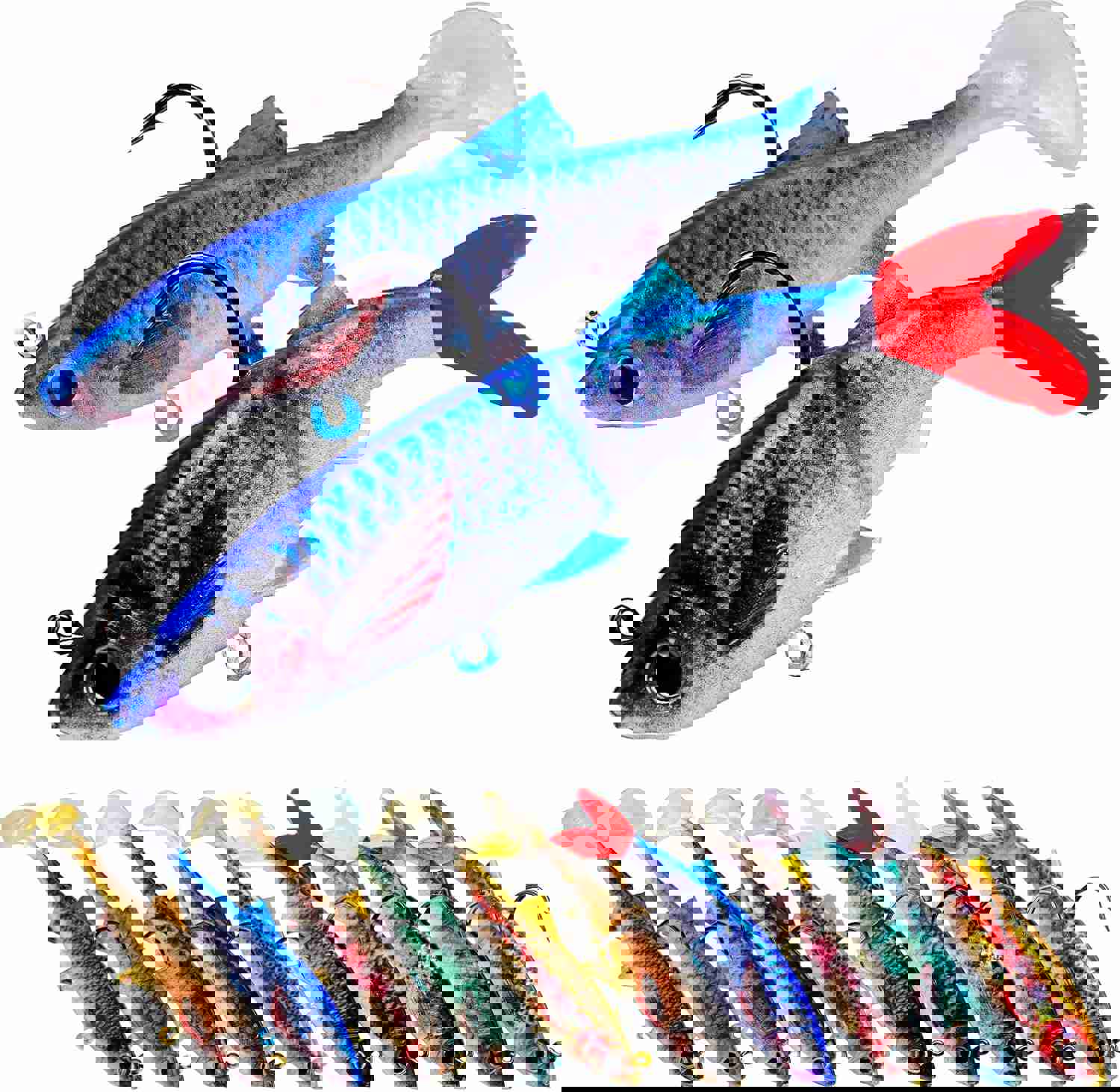 Fishing Soft Plastic Lures - Pre-Rigged Soft Fishing Lures - Great Action Swimbaits with Spinner - Fishing Gear for Bass Trout Walleye, Crappie Fishing Jigs Bait