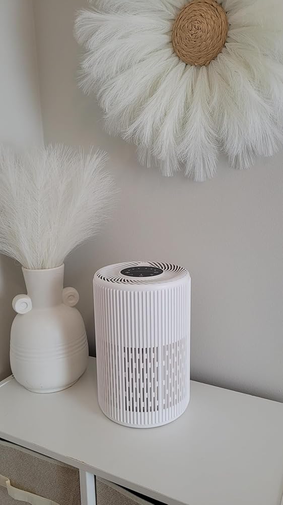 Air Purifiers for Bedroom，FRESHDEW Air Purifier H13 True HEPA Filter For Smoke Pollen Dander Hair Smell Air Cleaner with Sleep Mode Speed Control For Bedroom Office