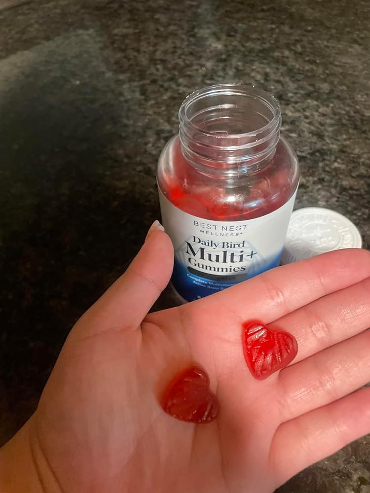 Best Nest Wellness Multi Plus Gummies - Brain Health Support Supplement with Methylated Vitamins - Chewable Multivitamin for Kids - Aids Healthy Energy &amp; Immune Function - Raspberry, 60 Gummies