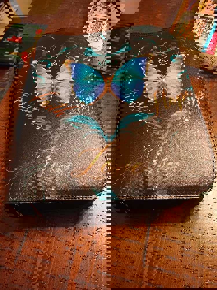 FOR U DESIGNS Bible Bag Leather Bible Cover Case for Women Boho Mandala Flower Print Bible Holder Large Bible Carrying Case