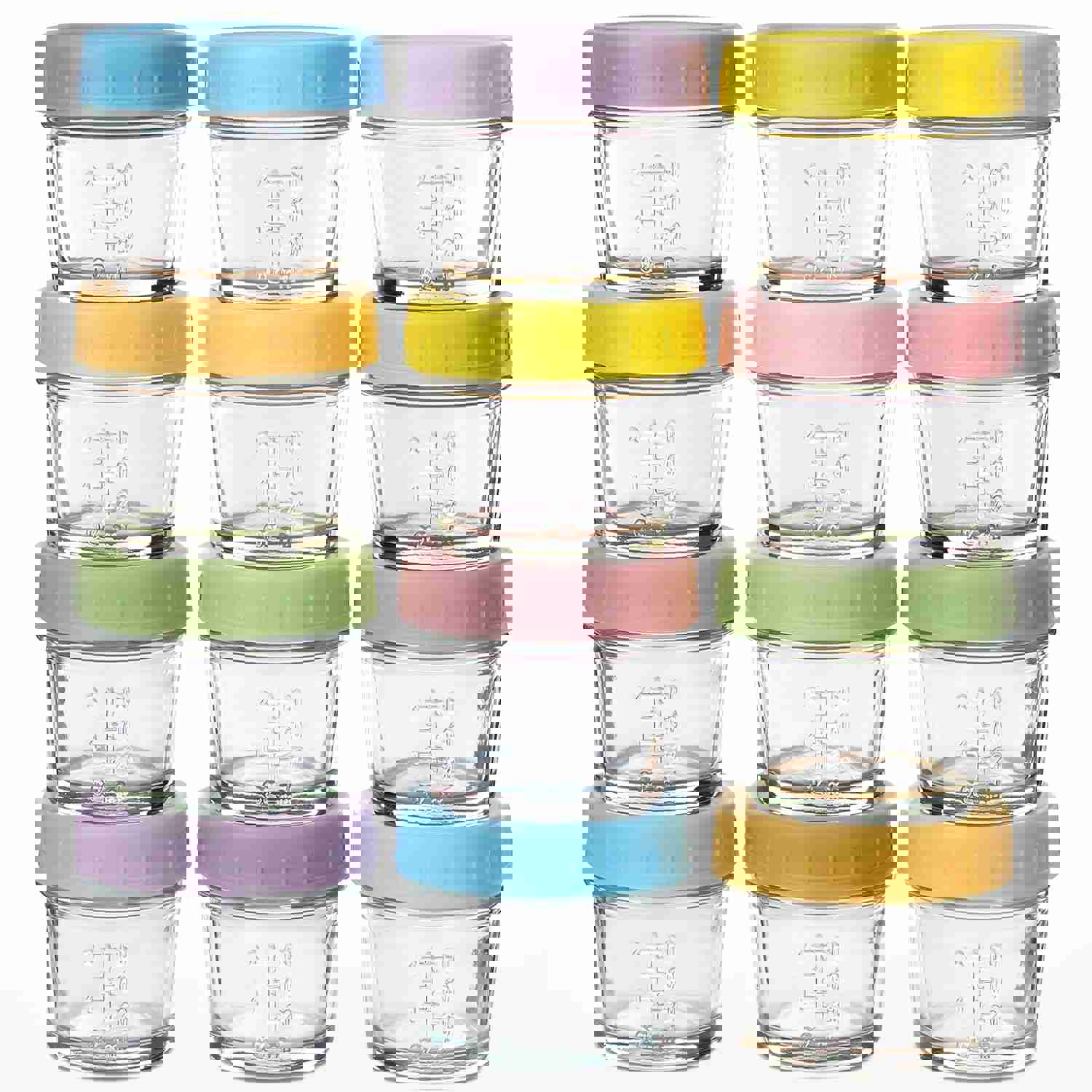 DIMBRAH Baby Food Storage Containers -12pcs, 4oz Reusable Glass Baby Food Jars with Lids–Suitable for Baby and Toddler Foods、Fruit and Vegetable Purees
