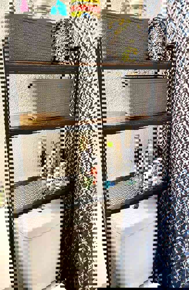 OIRBOEUS Over The Toilet Storage Rack 3-Tier Bathroom Organizer Shelf Over Toilet Multi-Functional Shelves Toilet Storage Rack Rustic Brown