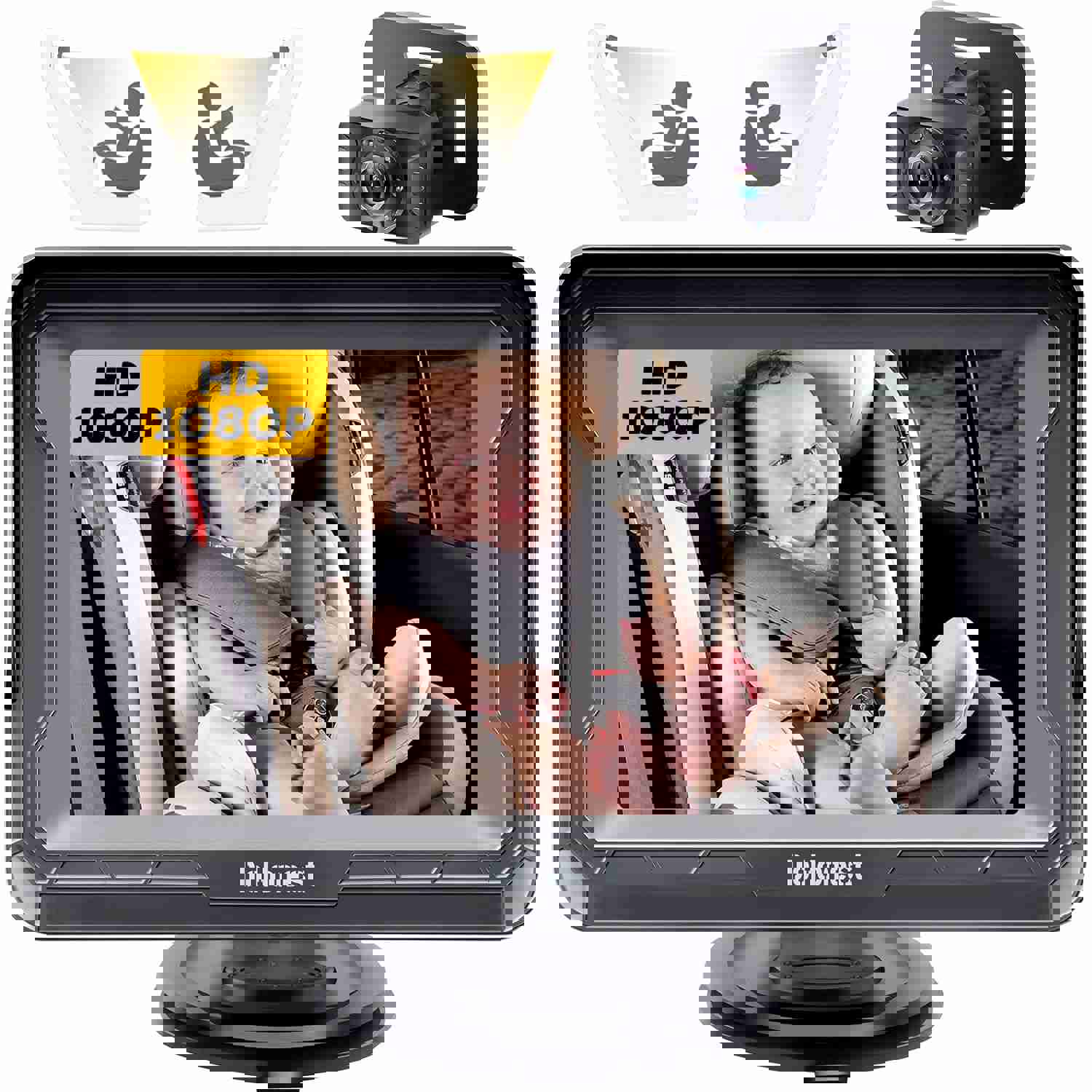 DoHonest Baby Car Camera HD 1080P - Rear-Facing Car Baby Monitor with Night Vision, Adjustable View Angle, Easy Setup, Anti-Glare Display, Safety for Kids &amp;amp; Infants