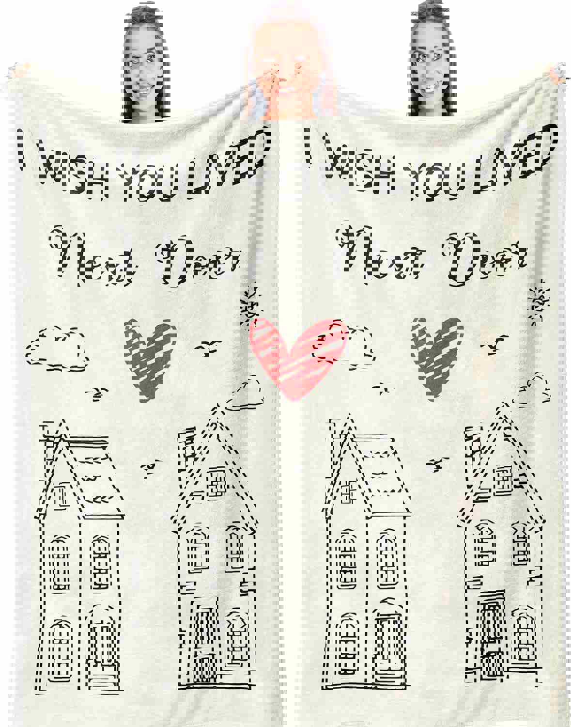 Unique Birthday Gifts for Best Friend, I Wish You Lived Next Door Blanket, Bestie Coworkers BFF Friendship Gift for Women Soft Throw 50" x 60"