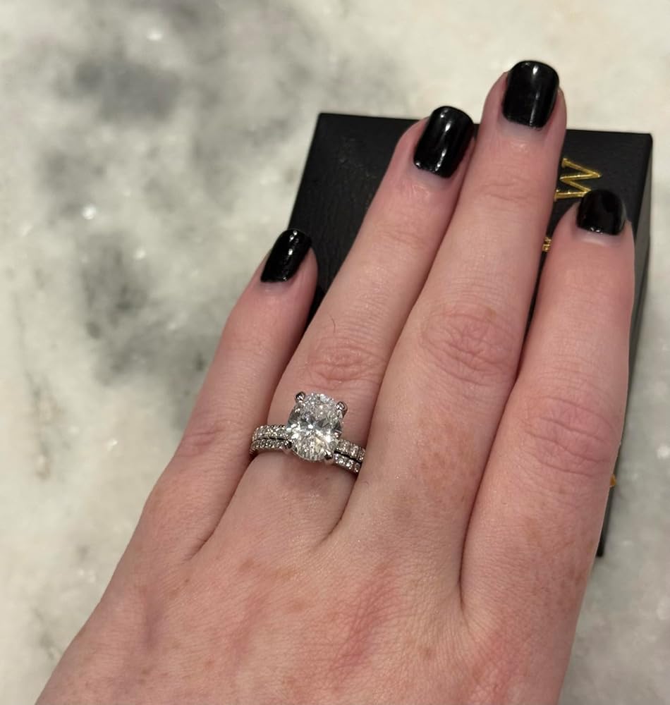 EAMTI 3CT 925 Sterling Silver Engagement Rings Oval Cut Cubic Zirconia CZ Wedding Promise Rings for Her Stunning Wedding Bands for Women Size 3-11