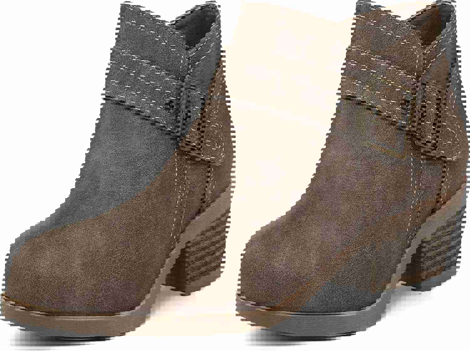 mysoft Women&#39;s Ankle Boots Low Chunky Stacked Heel Comfortable Round Toe booties with Side Zipper Shoes