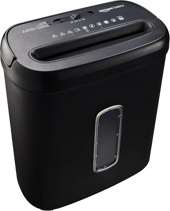 Amazon.com: Amazon Basics 8 张横切碎纸机和信用卡碎纸机 - 黑色 : 办公用品