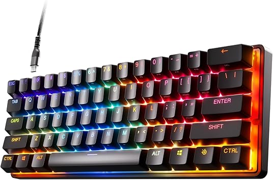 Amazon.com: SteelSeries Apex Pro Mini Wireless HyperMagnetic Gaming Keyboard – Compact 60% Form Factor - Adjustable Actuation - RGB – PBT Keycaps- Bluetooth – 2.4GHz - USB-C : Video Games